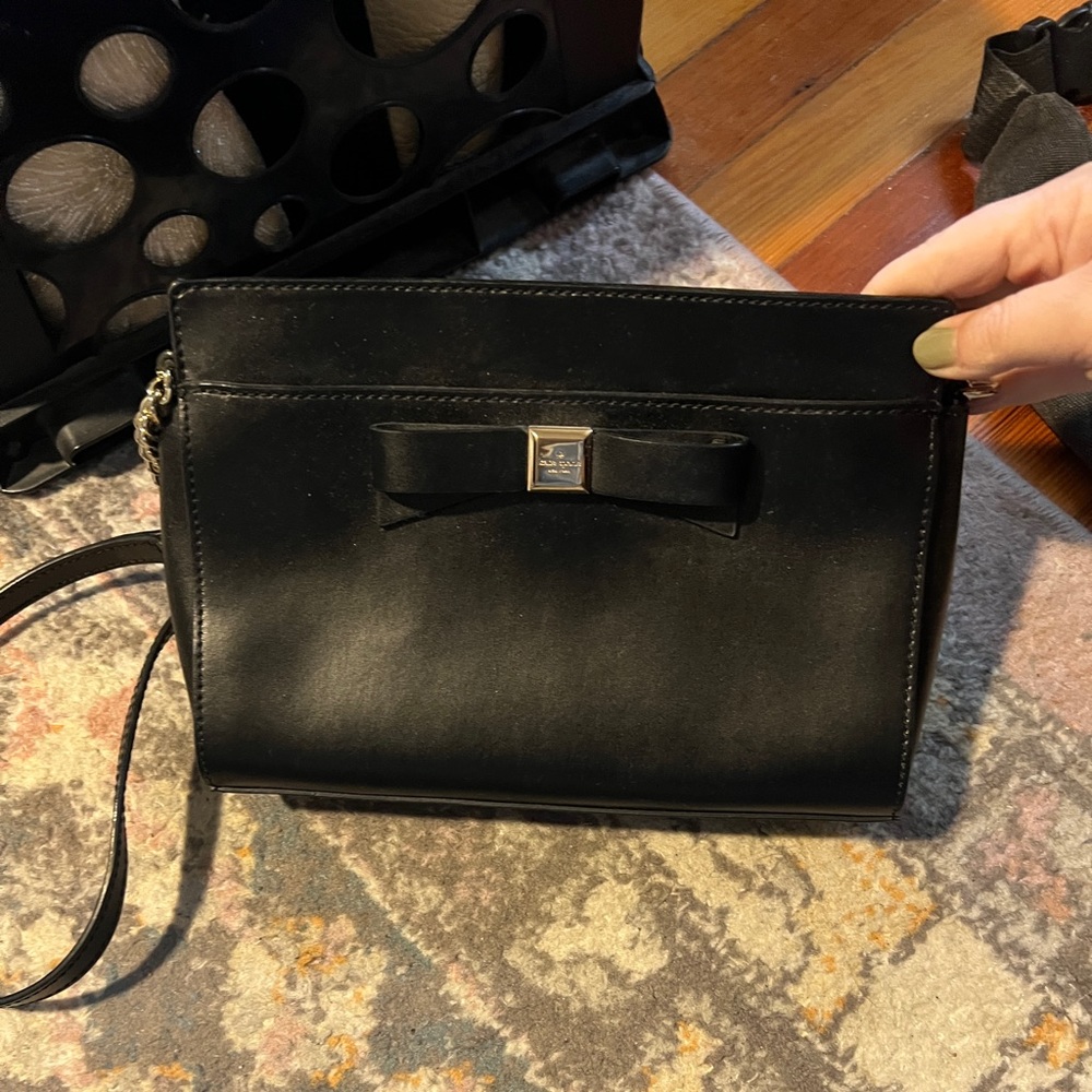 Black Leather Kate Spade Bow Purse